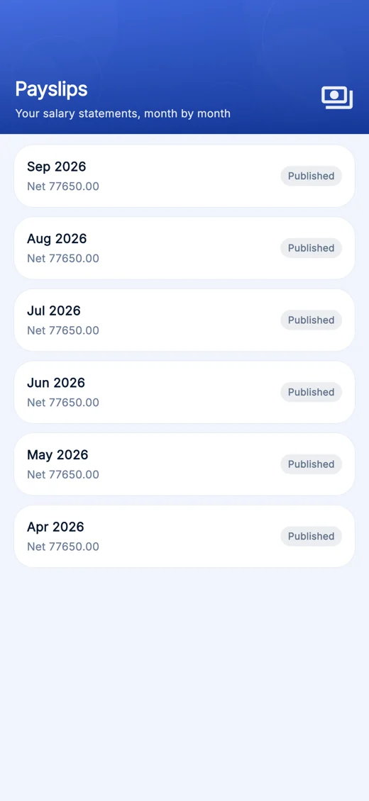 Payslips in the WebHR mobile app