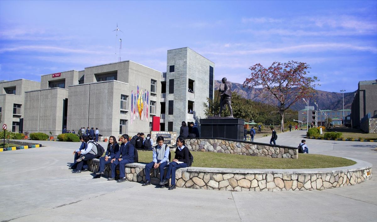 Students outside a university campus building
